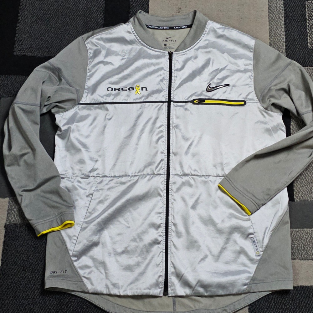 Nike Oregon Ducks Team Jacket Mens XL Silver Grey Like New